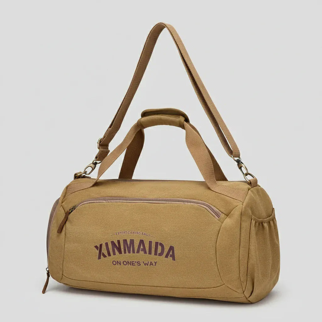 Male Travel Bags Large Capacity Canvas Bag Men Fitness Sports Training Handbag with Shoes Pocket Khaki Shoulder Bags XM332