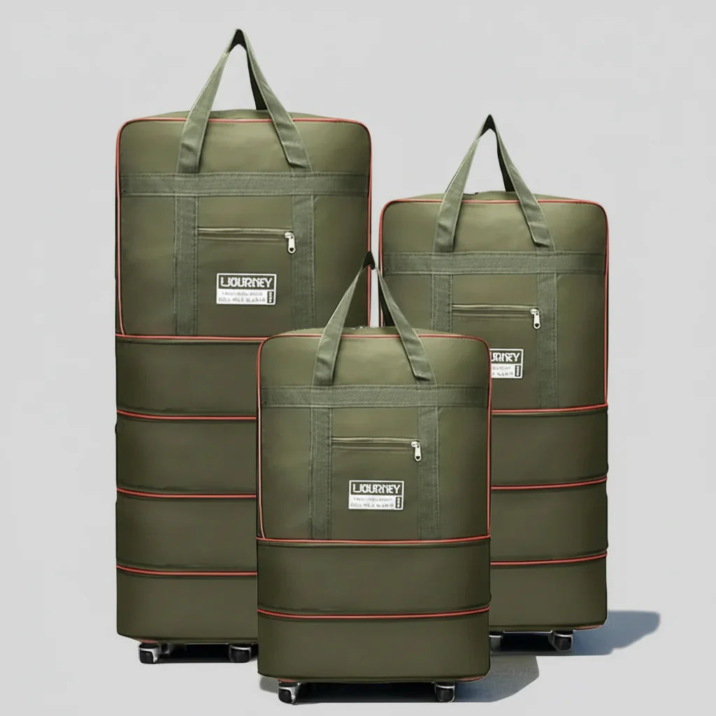 Sac de Voyage Kaki à Roulettes – Grande Capacité & Maniabilité