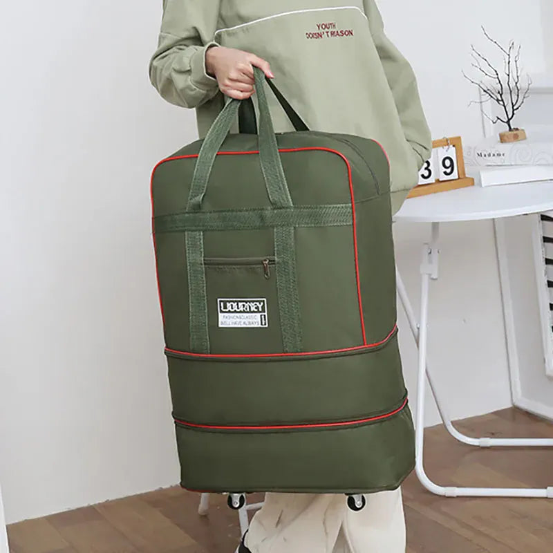 Sac de Voyage Kaki à Roulettes – Grande Capacité & Maniabilité